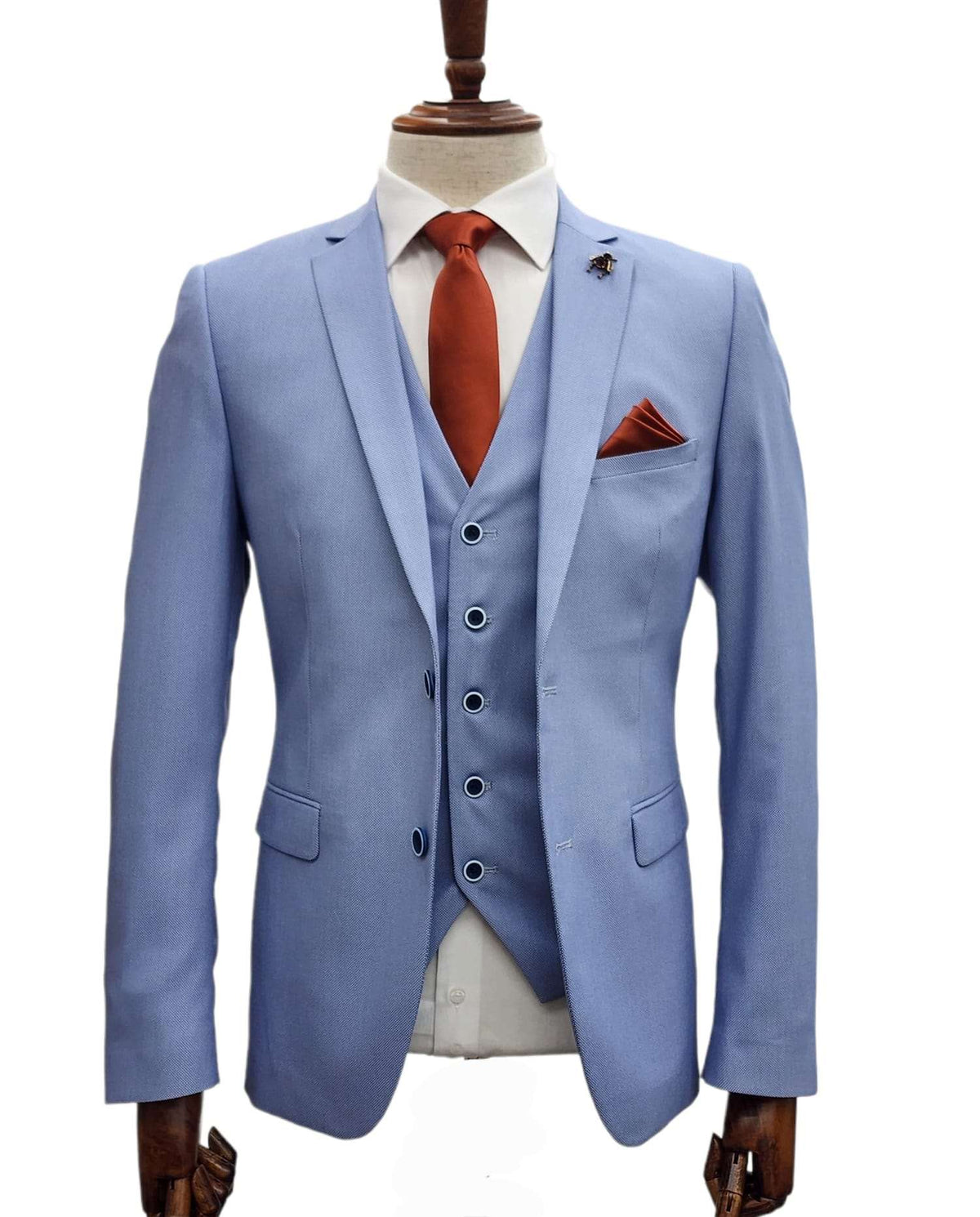 Giovanni Testi 2 Button 3Pc Slim Fit Suit GT2+V-H5130 L.BLUE