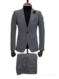 Giovanni Testi Traveler 1 Button Slim Fit Stretch Suit GTRVL1P-D04 BLK/WHITE