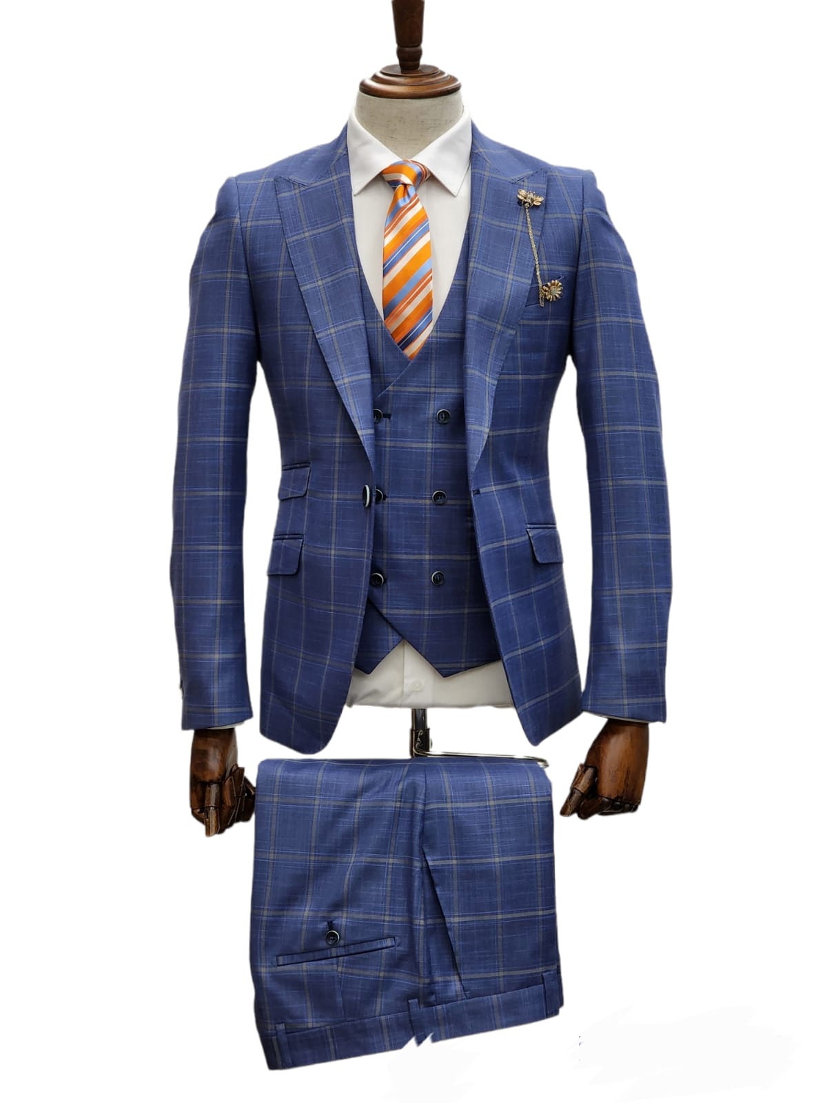 Buy Van Heusen Men Blue Checked Single Breasted Three Piece Suit - Suits  for Men 9104255 | Myntra