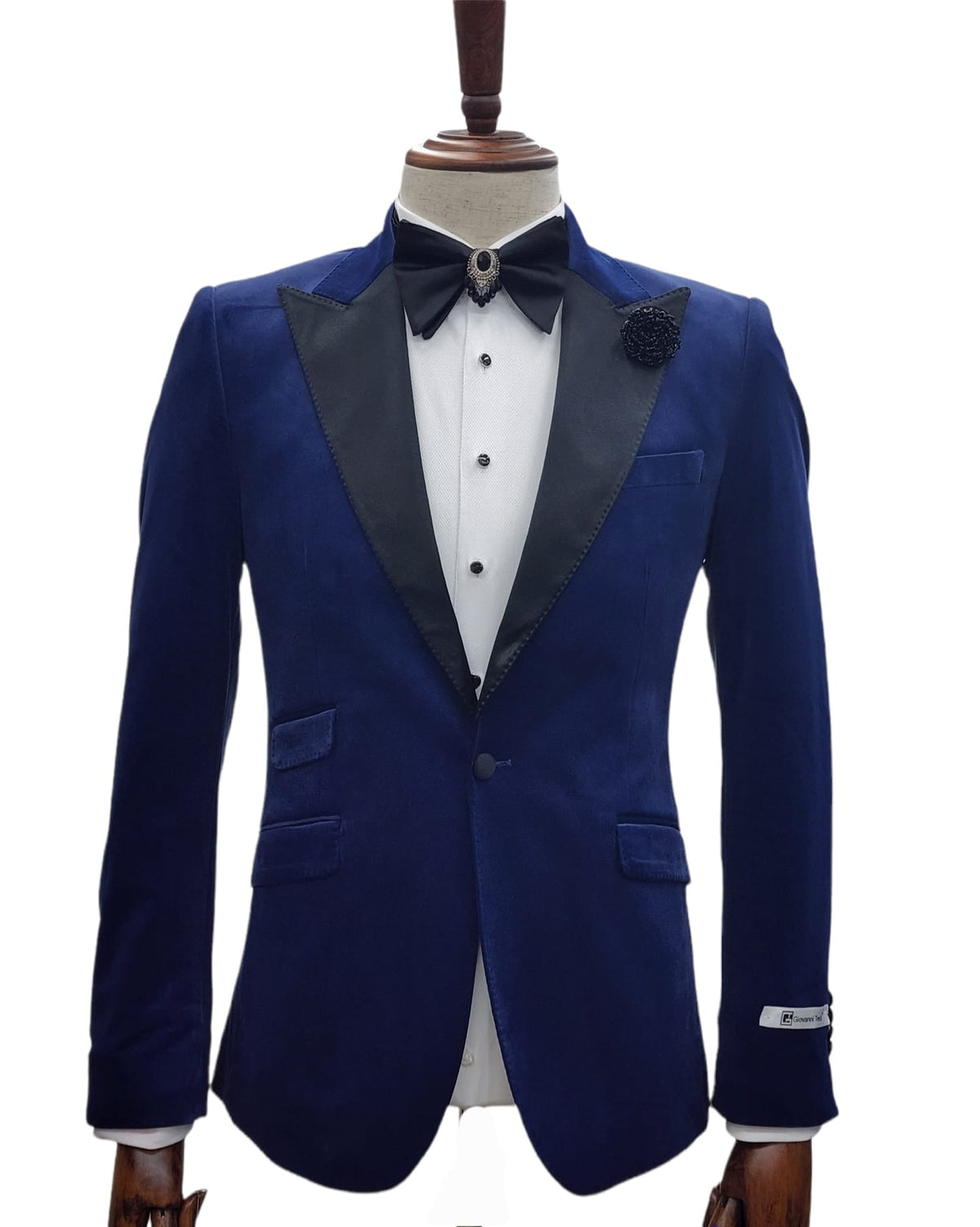 Giovanni Testi 1 Button Slim Fit Stretch Velvet Tuxedo GTX1P-1925 BLUE