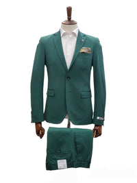 Giovanni Testi Traveler 2 Button Stretch Slim Fit Suit GTRVL2N-01 GREEN
