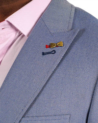 Giovanni Testi 1 Button Peak Lapel Stretch Travel Suit GTRVL1P-4775 Birdseye BLUE/RED