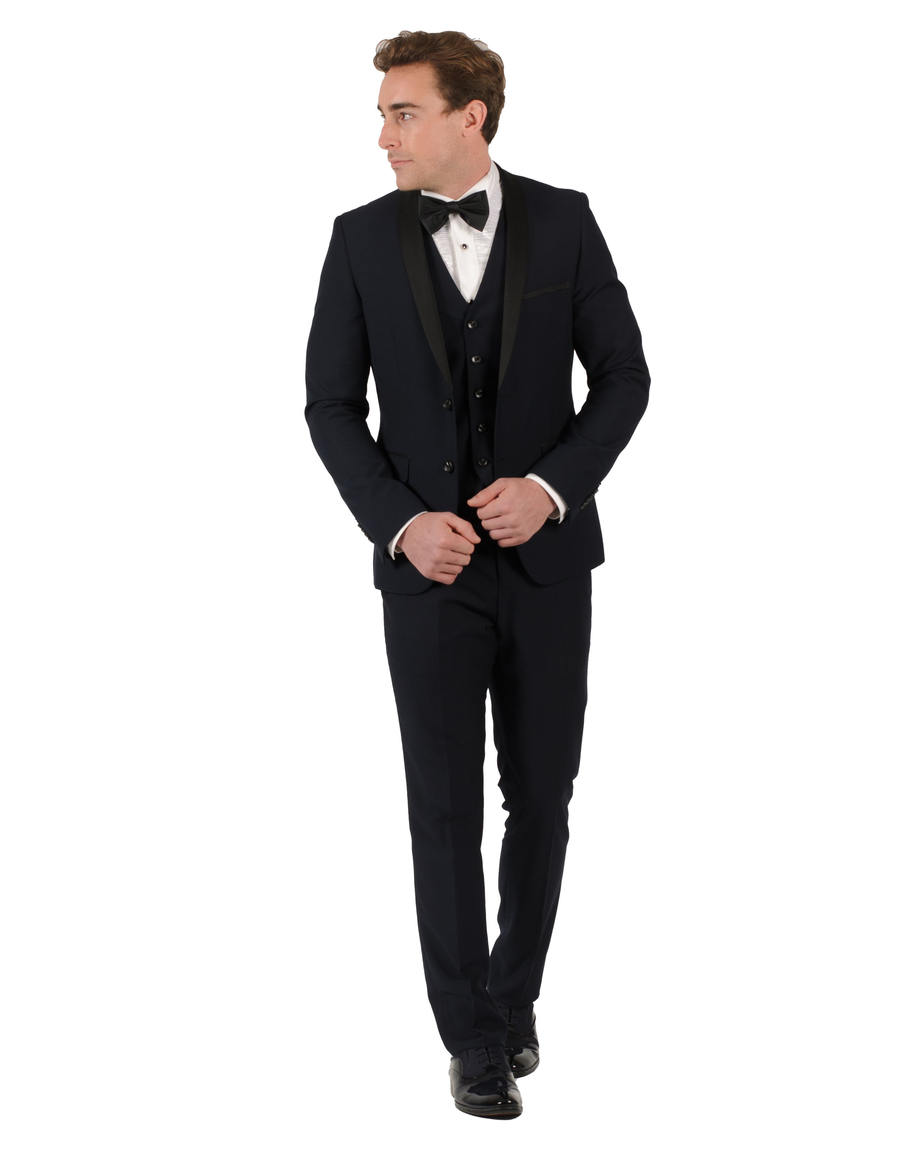 FABIO FABRINNI, Navy Slim Fit 3 piece Suit with Piping – Suitfellas